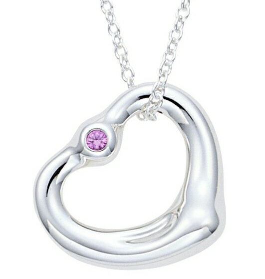 ティファニー オープンハート ネックレス（レディース） Tiffany&Co. 24669661ELSA PERETTI OPEN HEART PENDANTPINK SAPPHIRE STERLING SILVERティファニー エルサ・ペレッティ オープンハート ペンダント ピンク サファイヤスターリングシルバー