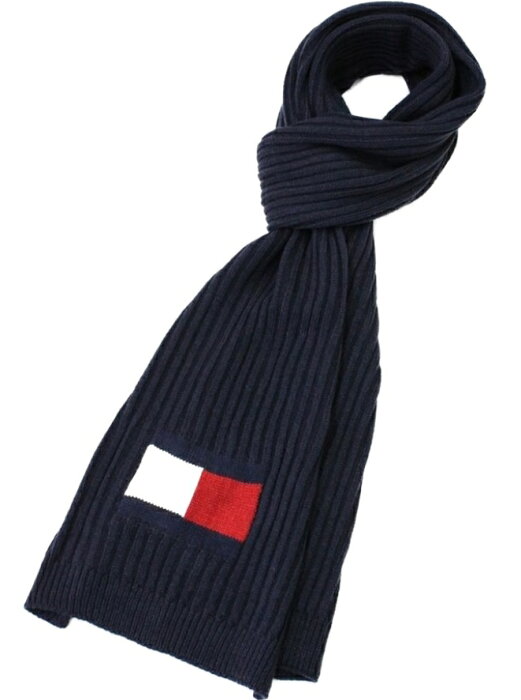 TOMMY HILFIGER H8C73220 NAVYKNIT LOGO CUFF SCARFトミーヒルフィガー マフラーアクリル100% ネイビー