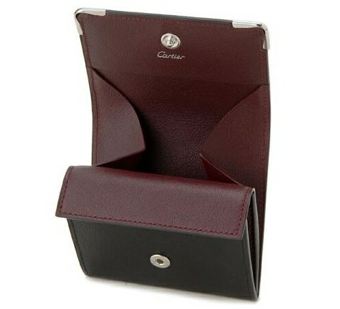 CARTIER L3001372マスト ドゥ カルティエコインケース 小銭入カーフレザーブラック×ボルドー×シルバー※取寄品