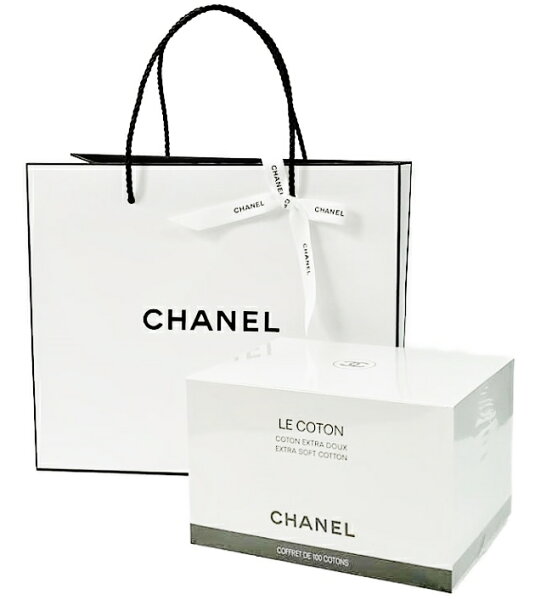 CHANELLECOTONシャネルコットンロゴ入りオーガニックコットン100枚入オリジナルショップバッグ&リボン※ラッピング不可