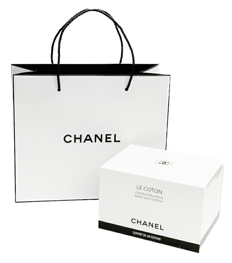 CHANEL LE COTONEXTRA SOFT COTTONシャネル ル コットンエクストラ ソフトコットン 100枚入CCロゴ入 オーガニックコットン CHANEL ダブルパッケージショップバッグ※ラッピング不可・4個単位で1送料