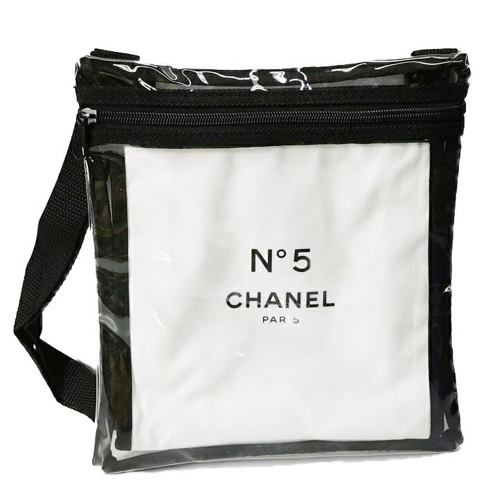 CHANEL N°5 COTTON POACHCLEAR SHOULDER BAGシャネル N°5 コットン ポーチ【社外品】クリア(透明)クロスボディショルダーバッグ ノベルティ 特別ギフト 限定10点ブラック×ホワイト×クリア