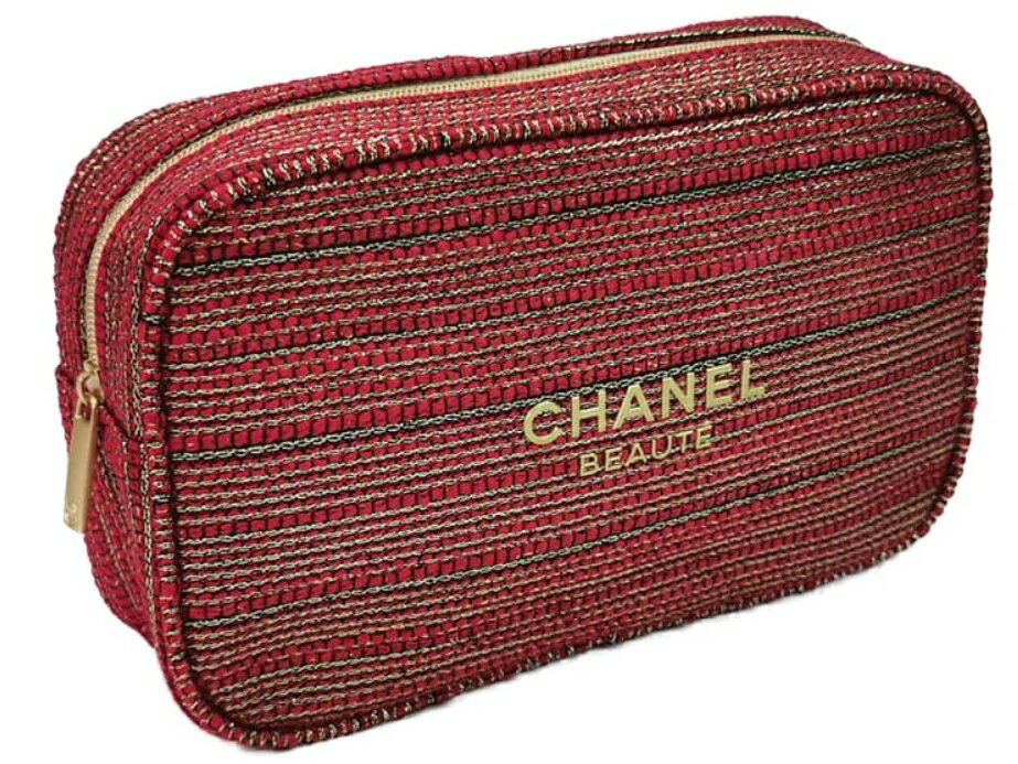 CHANEL NOVELTY REDシャネル ロゴ入化粧ポーチ CCロゴ入りファスナーノベルティー ポリエステル製レッドマルチ×ゴールドシャネル ショップバッグサンプルアソート5点付のサムネイル