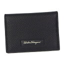 Salvatore Ferragamo660289-636397フェラガモ カードケースカーフレザーブラック×シルバー(4)