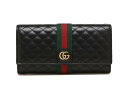 GUCCI 536451-0YKBT-1060グッチ ダブルG レザー ロングウォレット中ファスナー小銭入付 長財布キルティングレザー×ウェブブラック×ウェブ×アンティークゴールド