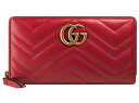 GUCCI 443123-DTD1T-6433GG MARMONT ZIP AROUND WALLETグッチ GGマーモント ジップアラウンドウォレットラウンドファスナー長財布シェブロン キルティング レザーハイビスカスレッド×アンティークゴールド