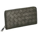 ボッテガヴェネタ 長財布（メンズ） BOTTEGA VENETA593217-VCPQ4-3203ボッテガヴェネタラウンドファスナー長財布イントレチャートカーフスキンレザーダークグリーン×シルバー