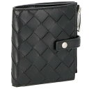 BOTTEGA VENETA 600270-VCPP3-8803INTRECCIATOボッテガヴェネタ イントレチャート二折財布ファスナー小銭入付イントレチャートラムスキン×カーフレザーブラック×シルバー