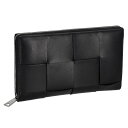 BOTTEGA VENETA649607-V47V1-8803ボッテガヴェネタ ラウンドファスナー長財布カセット マキシ イントレチャートカーフスキンレザーブラ...