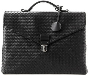 BOTTEGA VENETA 113095-V4651-1000ボッテガヴェネタ 鍵付 ビジネスバッグイントレチャート VN ブリーフケースカーフレザー ブラック