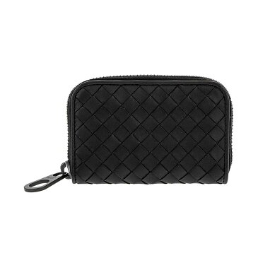 BOTTEGA VENETA 473010-V4651-1000ボッテガヴェネタ ラウンドファスナー小銭入イントレチャートレザーブラック×ガンメタル