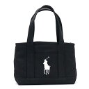 RALPH LAUREN959011ラルフローレン トートバッグキャンバスブラック×ホワイト