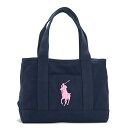RALPH LAUREN950188ラルフローレン トートバッグキャンバスネイビー×ピンク
