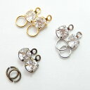 キュービック ジルコニア チャーム 約4mm【No.2】(2ヶ&丸カン付)├ キュービックジルコニア ジルコン アクセサリー パーツ アクセサリーパーツ ピアス...