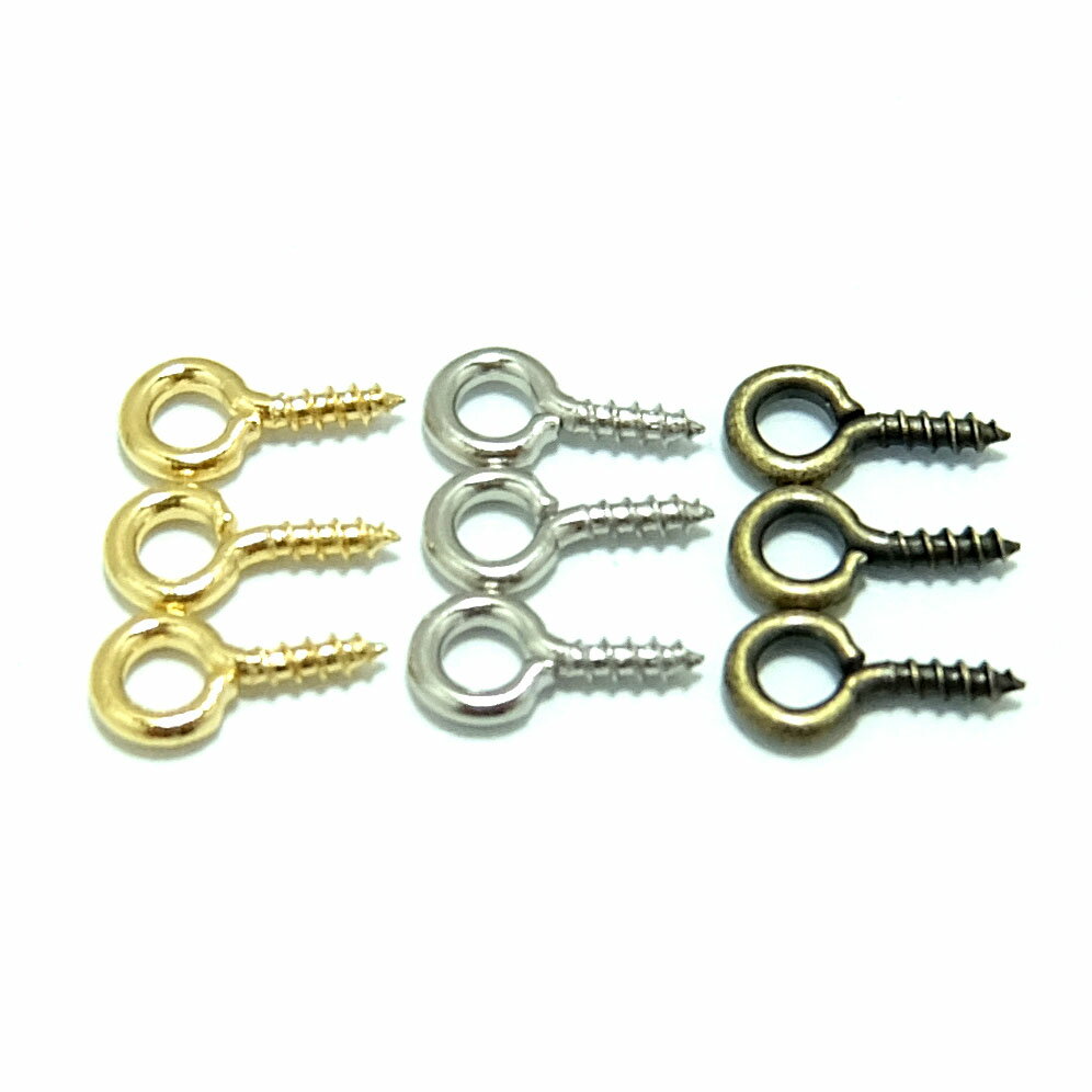 ヒートン 【2】 ネジ式全長約10mm/ネジ部分約6mm（1個入）金 銀 金古美 の3色カラーハンドメイド 手作..