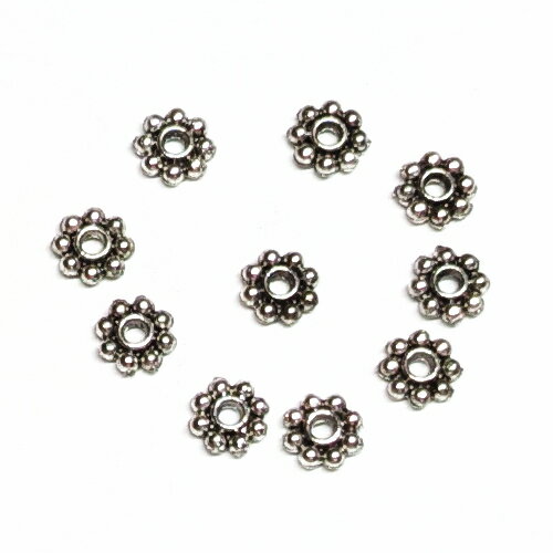 NY ピューター フラワースペーサー 5mm アンティークシルバー(10ヶ入り)ハンドメイド 手作り アクセサリー パーツ