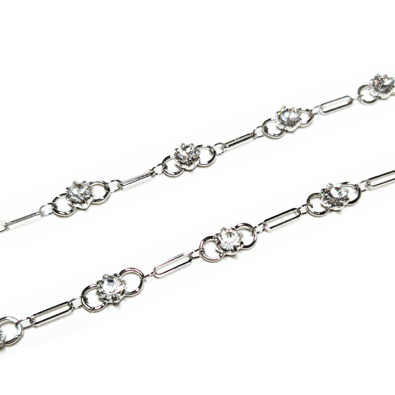 チェーン ガラスビジュー 銀 （シルバー） 【10cm単位＆最長1mまで】