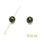 チェコビーズ ラウンド パール 4mm ダークグリーンティ(1ヶ)