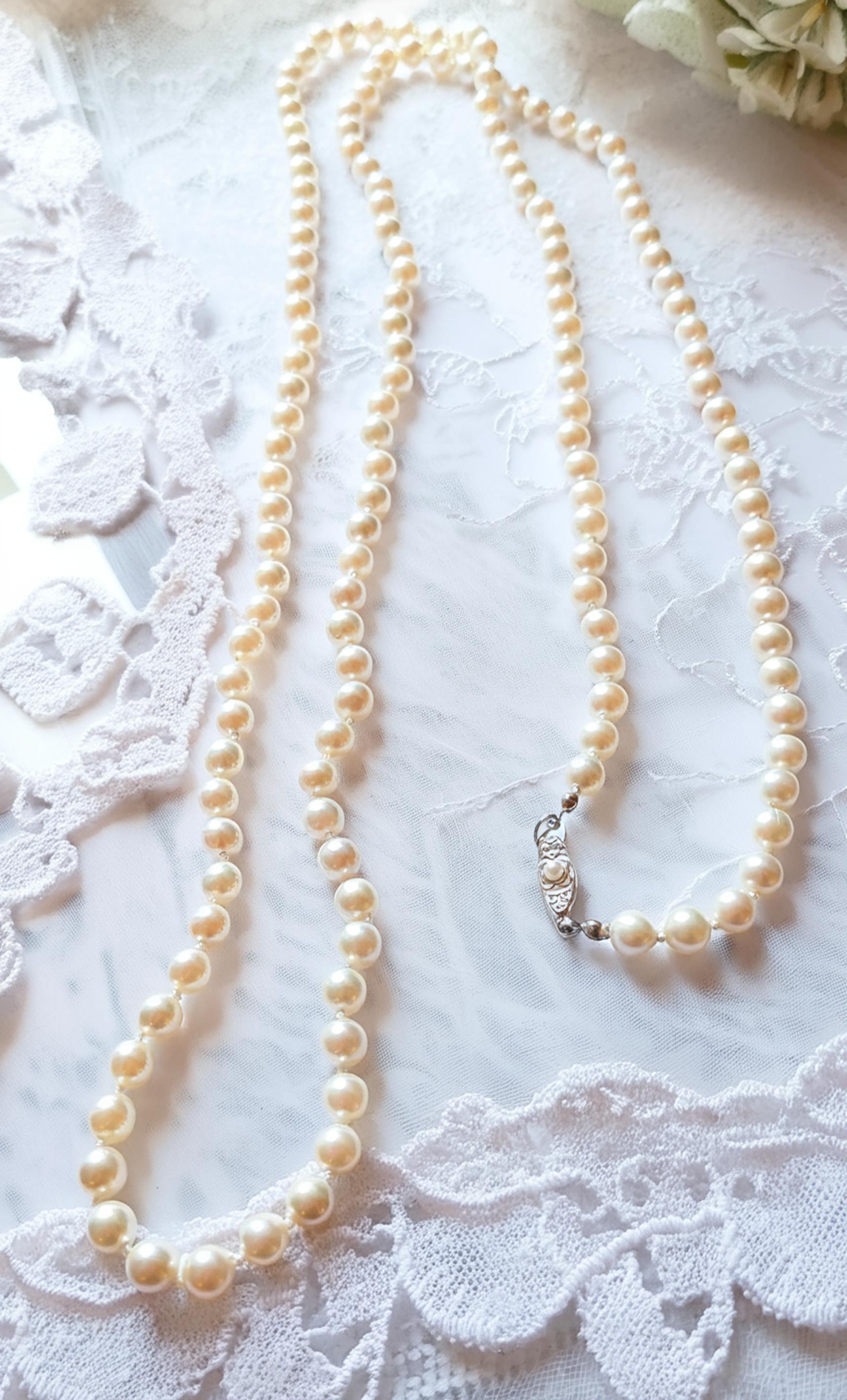 樂天商城 - 【日本製】　上品　シンプル　ガラスパールネックレス　キスカ7mm玉　110cm（1本）