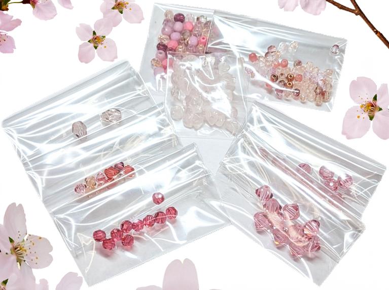春の福袋～ピンクカラービーズ～もれなく、チェコドロップビーズ付き（1パック）