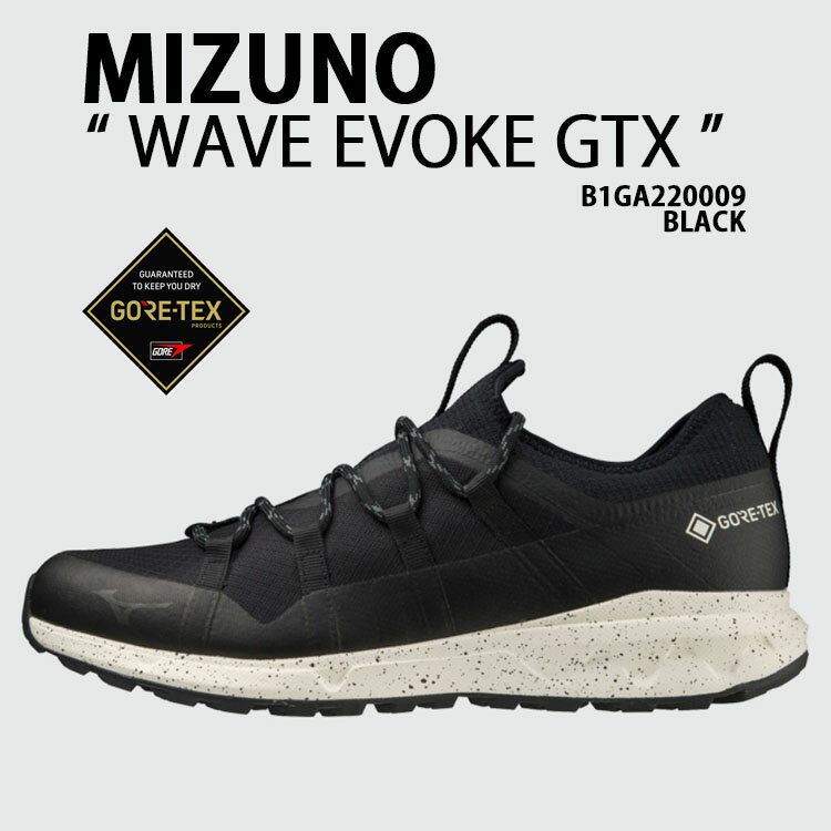Mizuno ミズノ スニーカーゴアテックス WAVE EVOKE GTX B1GA22009 BLACK ウエーブエボーク GORE-TEX シューズ ブラック 防水 アウトドア ランニング メンズ