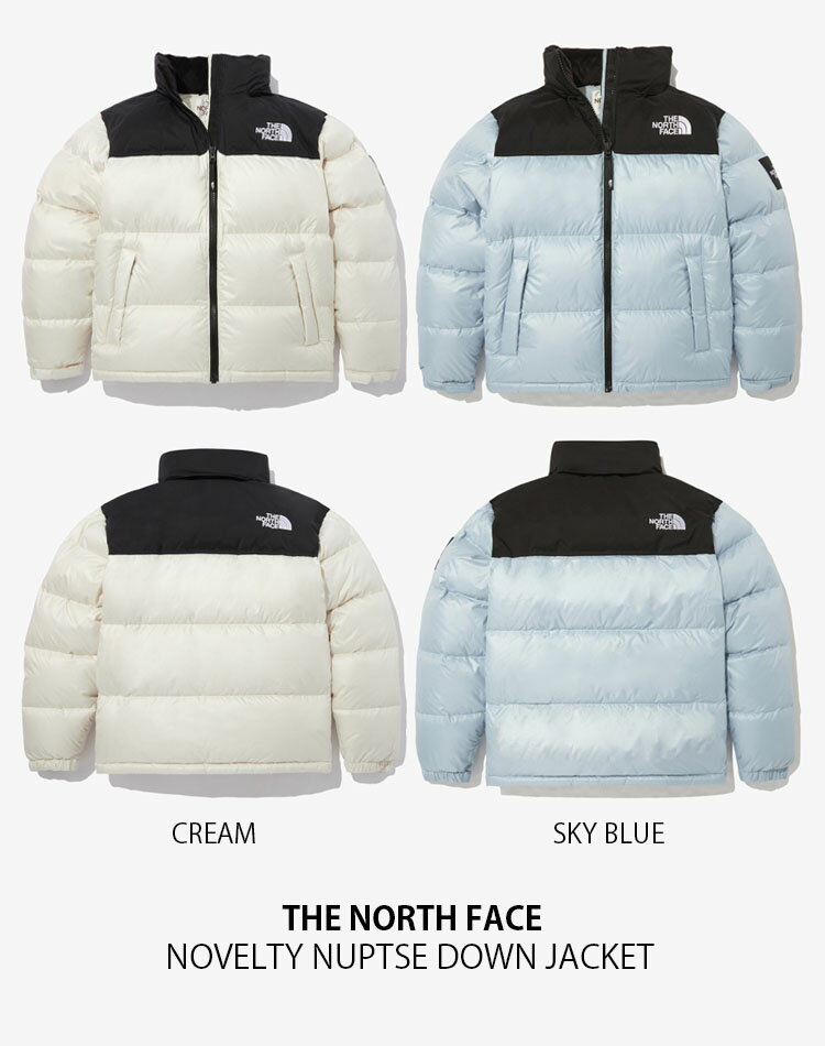 THE NORTH FACE ノースフェイス ダウンジャケット NOVELTY NUPTSE DOWN JACKET ノベルティ ヌプシ ダウン ジャケット ロゴ ストリート ホワイト ライトブルー WHITELABEL メンズ レディース NJ1DN50L/M【中古】未使用品