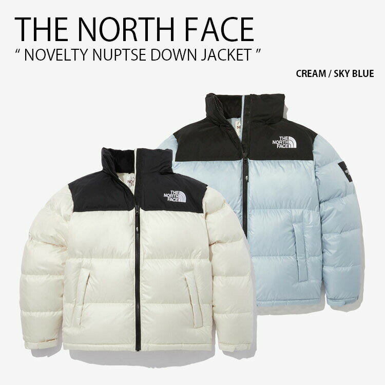 THE NORTH FACE ノースフェイス ダウンジャケット NOVELTY NUPTSE DOWN JACKET ノベルティ ヌプシ ダウン ジャケット ロゴ ストリート ホワイト ライトブルー WHITELABEL メンズ レディース NJ1DN50L/M【中古】未使用品
