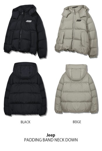 Jeep ジープ ダウンジャケット PADDING BAND NECK DOWN パディング バンドネック ダウン ジャケット フーディ パーカー ロゴ カジュアル ストリート ブラック ベージュ メンズ レディース 男性用 女性用 男女共用 JO4JPU491【中古】未使用品