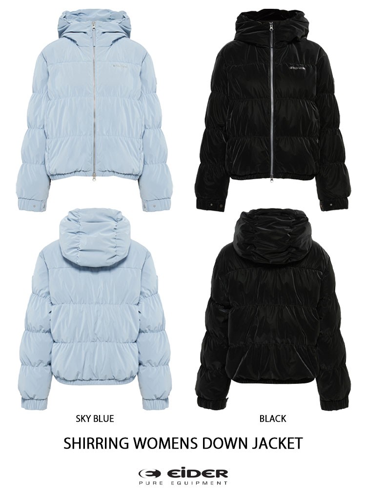 EIDER アイダー レディース パーディングジャケット SHIRRING WNS DOWN JACKET シャーリング ウィメンズ ダウンジャケット ブルー ブラック DWW25568 韓国ファッション【中古】未使用品