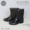 WILDTREE レディース 軽量 ミドル レインブーツ ガーデニングブーツ ワイルドツリー ブラック 3003