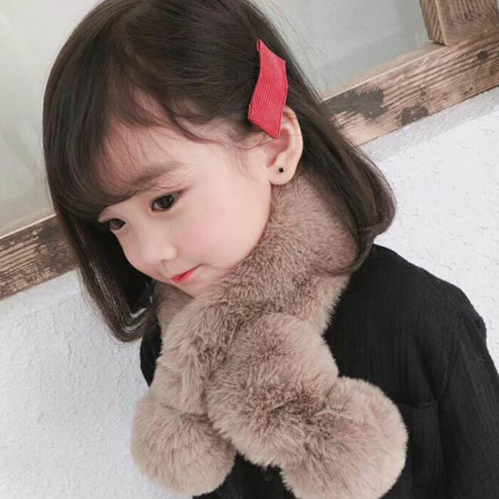 マフラー キッズ 子供服 韓国子供服 くすみ ファーマフラー 防寒 ネックウォーマー 女の子