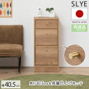 【SLYE】 真鍮ゴールド×際立つ木目 A4が入るスリムチェスト 幅40 完成品 日本製 引出し 引き出し 北欧ヴィンテージ ナチュラル オーク カウンター下収納 間仕切 背面化粧 木製 収納 棚 ラック 台 リビングボード キッチン収納 A4収納 マスク収納 玄関収納 ファックス台