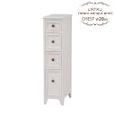 【FRENCH ANTIQUE WHITE】幅20cm 奥行40cm 高さ85cm チェスト 4段 白 シンプル モダン 木目 収納家具 収納ボックス 収納ケー...