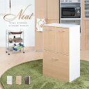 【スーパーセール 数量限定】キッチンシリーズNeat 3分別ダストボックス ナチュラル 幅54.5 ダストボックス ペール付き ホワイト スリム 奥行32 間仕...