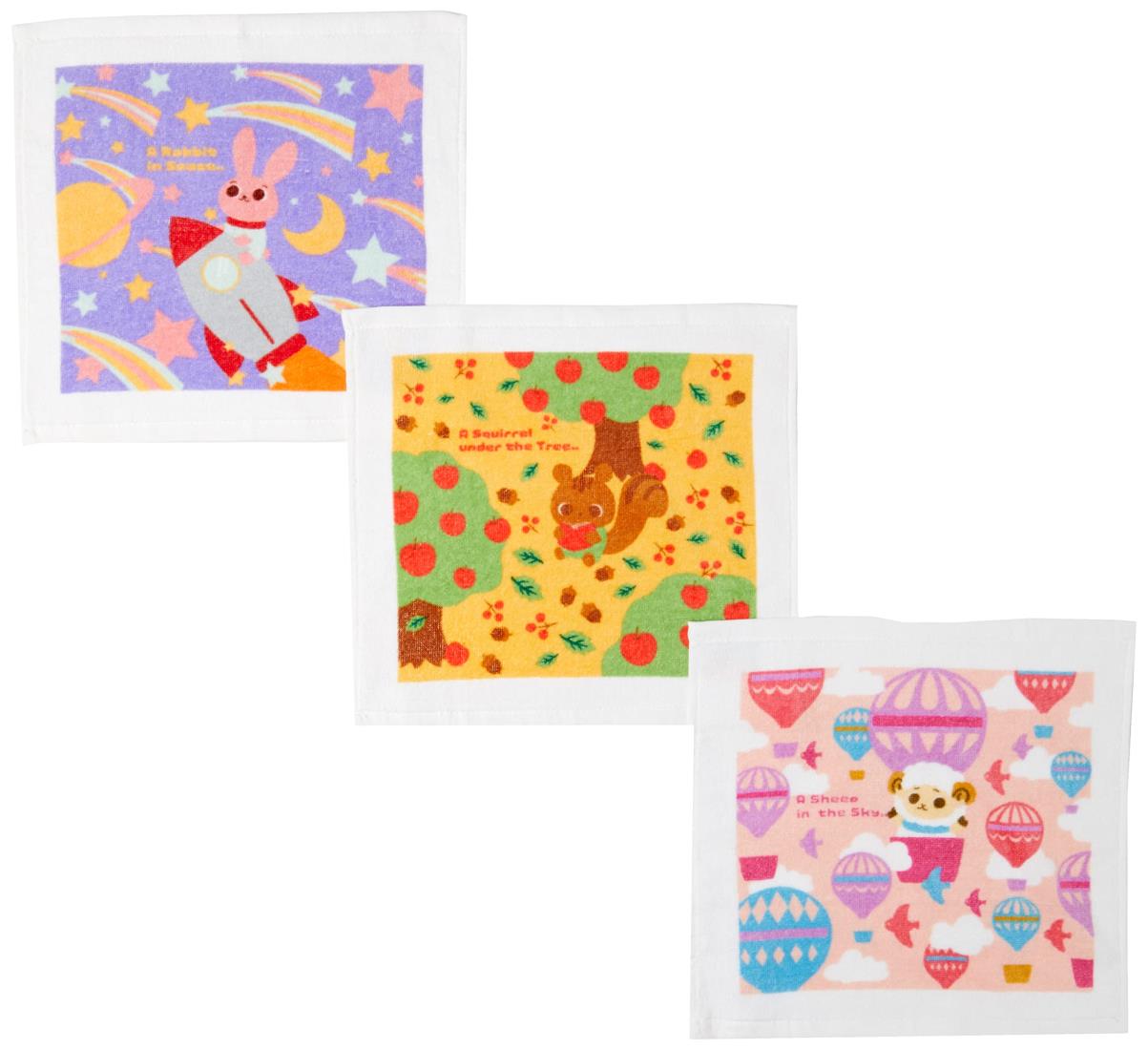 丸眞 ハンドタオル ハンカチ 3枚セット ケース付き ケース付き ピッコリーノ ネイチャーフレンズ ピッ..