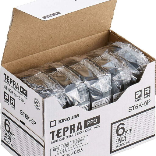 キングジム Pテープエコパック トウメイクロ6 ST6K-5P キングジム Pテープエコパック トウメイクロ6 ST6K-5P