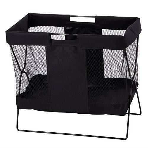 ストリックスデザイン 荷物置き 折り畳み メッシュバッグ 大 ブラック 折りたためてコンパクトに収納で..