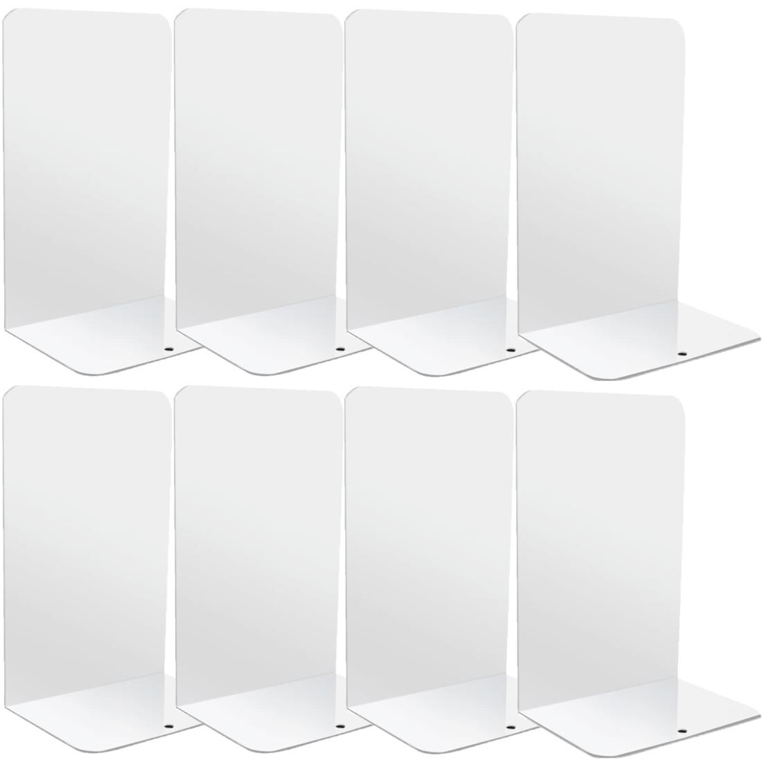 GOH DODD 8枚 ブックエンド ホワイト 金属製 本立て 倒れない 滑らない ブックスタンド 卓上収納 仕切り デスク整理 文房具入れ 新聞 書類 ファイル 雑誌 CDの整理用 スタンド 事務用品 文房具