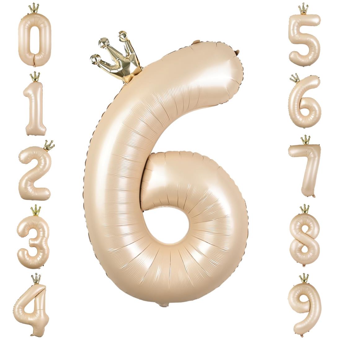 GRESATEK バルーン 数字 風船 誕生日 40インチ 大きい ナンバー6 バースデーバルーン 王冠付き クラウ..
