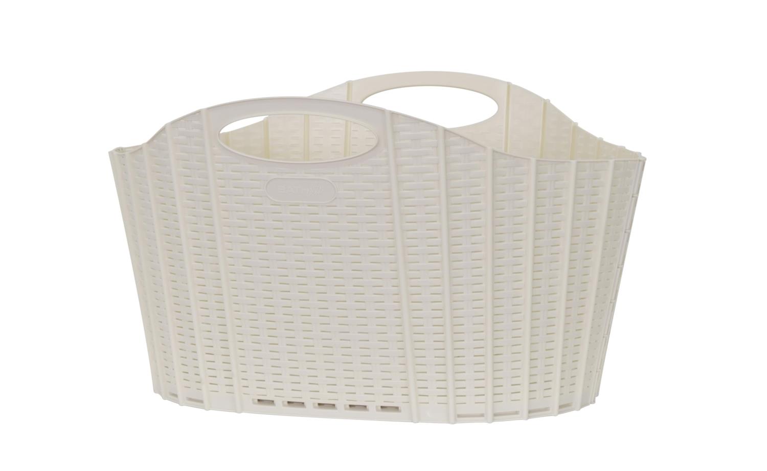 セイエイ(seiei)【 折りたためる ランドリー バスケット ラタン調 アイボリー (大)38L 120882 新パッケージ】ランドリーバスケット ランドリー収納 洗濯カゴ 洗濯物収納 物干し 洗濯かご 大容量 折りたたみ ランドリー収納 おしゃれ 軽量 取っ手付き