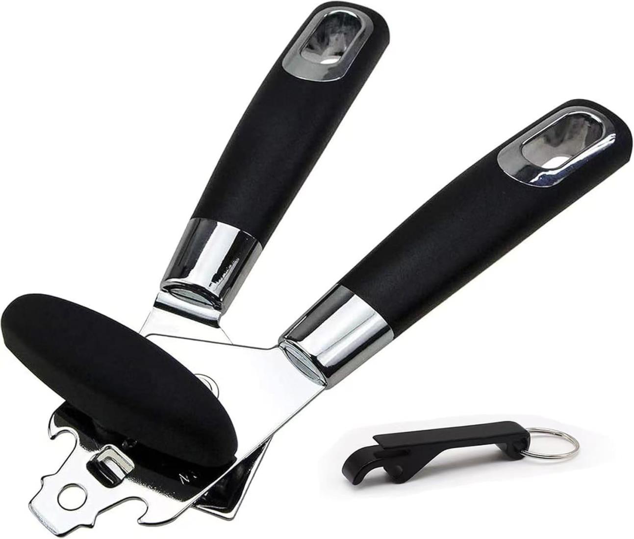 缶切り歯車式 安全滑らかなエッジ、頑丈ステンレススチールブレード 回転缶切り (缶切り)