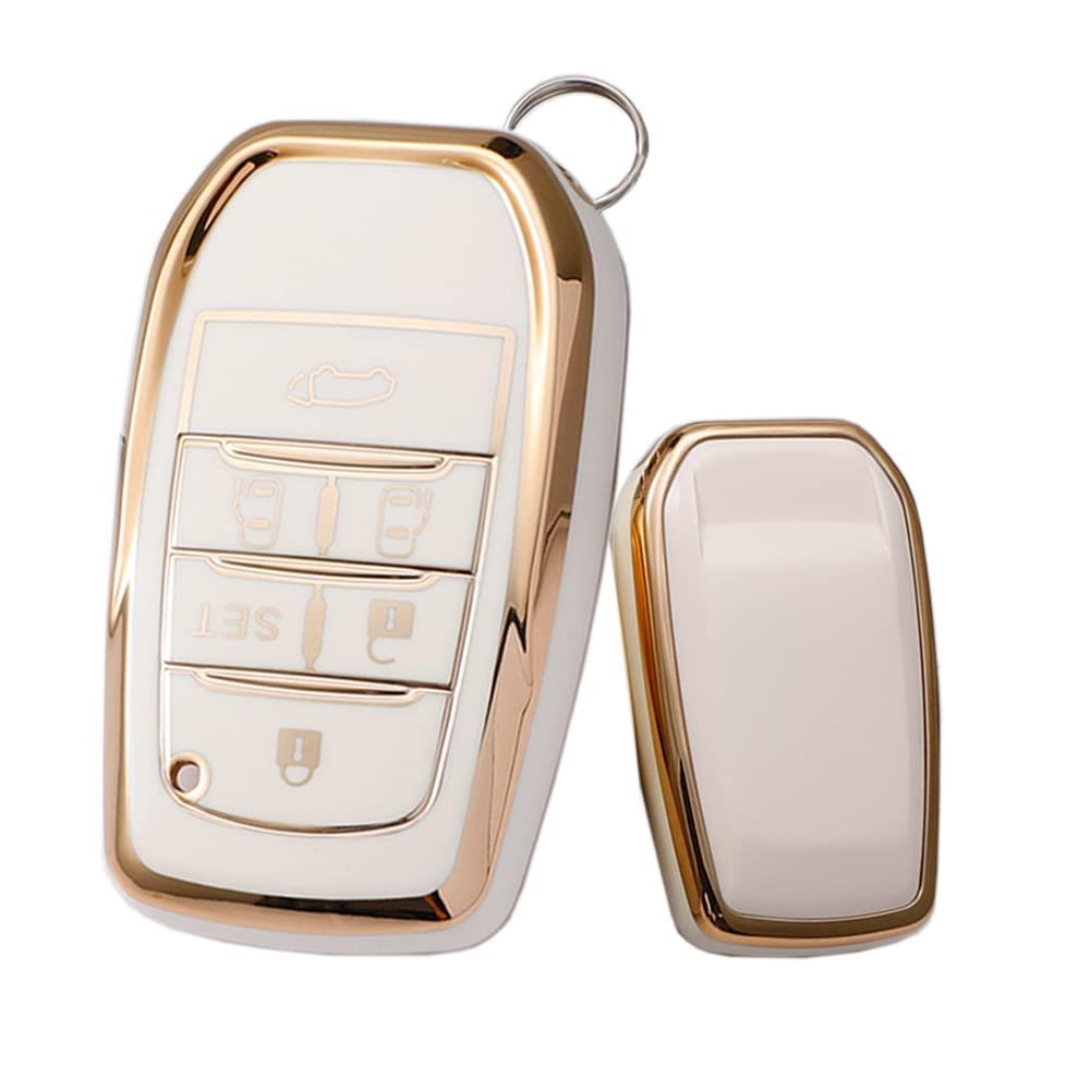 トヨタ向けの キーケース キーホルダー キーカバー キー保護 TOYOTA アルファード30系 後期 前期 ヴェルファイア30系 後期 前期 RAV4に適用 落ちにく 傷 防止 オシャレ ホワイト