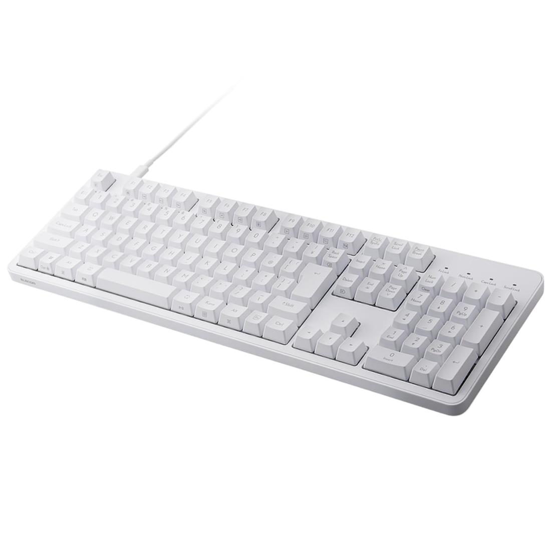 エレコム メカニカルキーボード Leggero 有線 フルサイズ Nキーロールオーバー対応 5000万回高耐久スイッチ採用 茶軸 ホワイト TK-MC50UKTWH