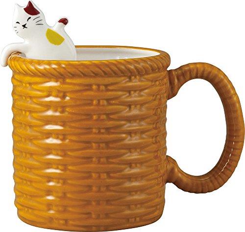 サンアート かわいい食器 おうちカフェ ベーシック 三毛ねこのティースプーン付 マグカップ 300ml ブラウン SAN2925-1