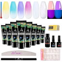 Biutee 長さだしジェル ポリジェル 温感変色 グローネイルジェル 15ml 8色から選べ 長さ出しチップ モデルガイド Poly Gel ネイルブラシ 専...