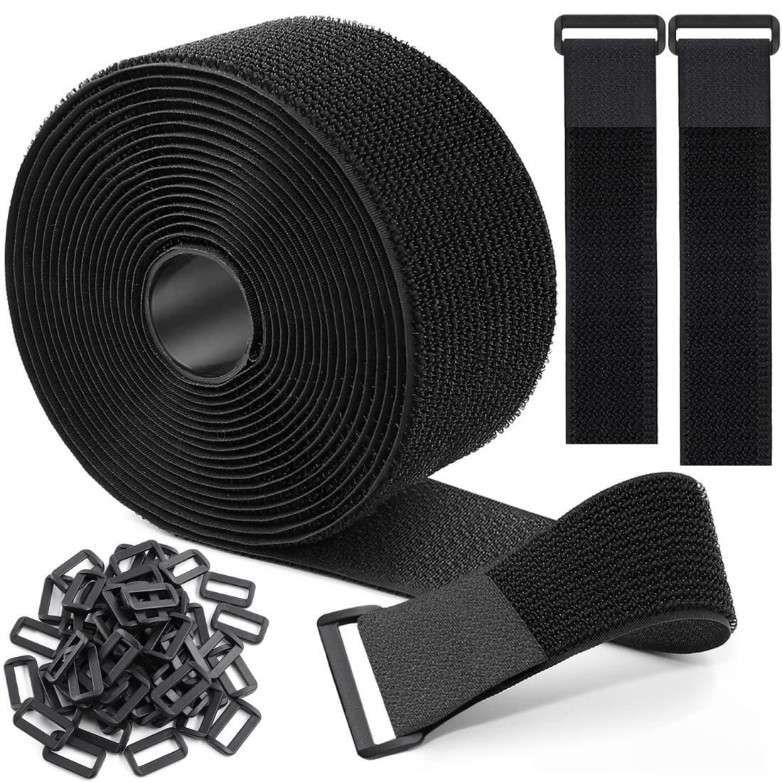 マジック結束バンド 6m 幅5cm+バックル 30個付き、結束テープ 荷締めベルト 固定ベルト 結束マジック ..