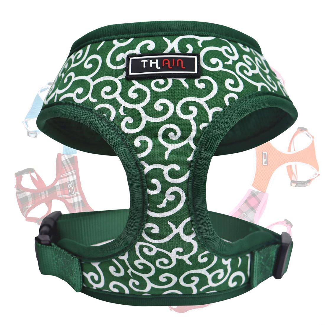 THAIN 犬 ハーネス 小型犬 唐草模様 ベスト 抜けない 犬用ハーネス 可愛い ペット用品 安全 通気 ドッ..