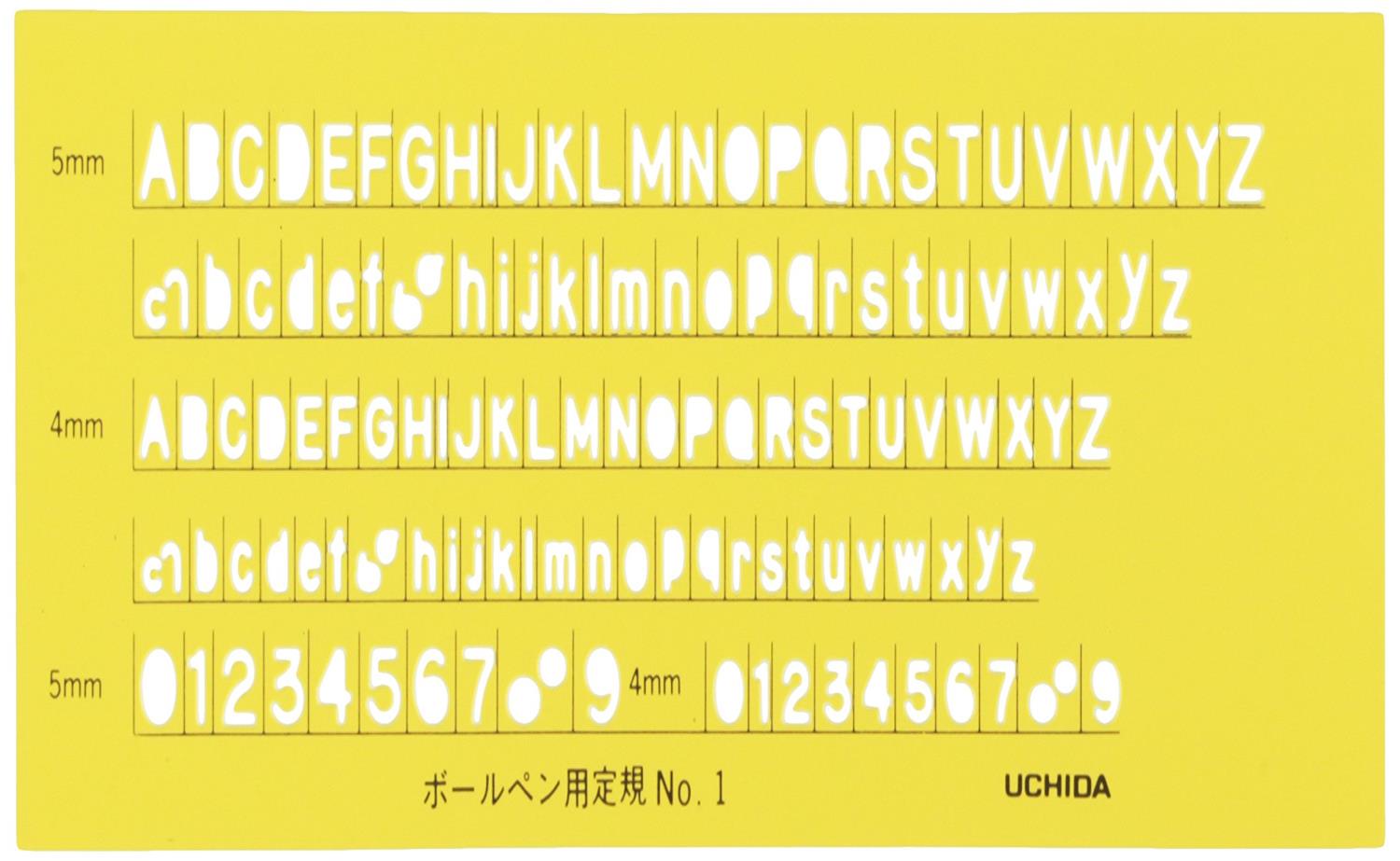 ウチダ テンプレート 英字数字定規 ボールペン用 No.1 1-843-1201