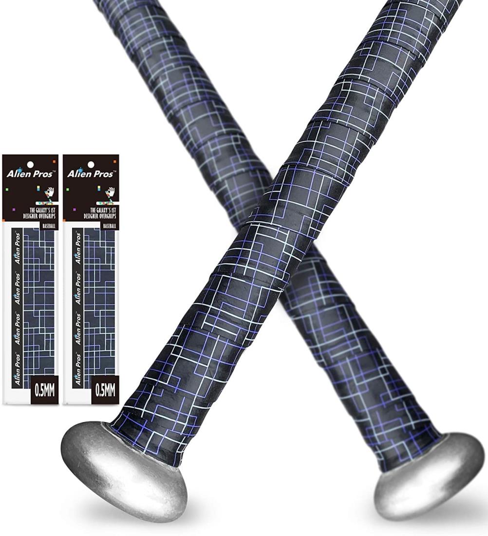 ALIEN PROS 野球グリップテープ 0.5 MM（2-パックブラックパズル） - プレカットされたプロ品質のバットグリップテープ - 壮大なホームランのためにバットを包もう - 古い野球バットグリップのための交換品