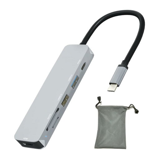 USB C ハブ, USBハブ マルチポート C アダプター 6in1 USB ハブ 4K@30 Type c HDMI出力+SD/TF+USB 3.0+USB 2.0 データ転送ポート + 高速PD90W 充電ポート アダプター, MacBook Pro/MacBook Air/iPad Pro,Surface Pro 7対応(Gray) USB C ハブ, USBハブ マルチポート C アダプター 6in1 USB ハブ 4K@30 Type c HDMI出力+SD/TF+USB 3.0+USB 2.0 データ転送ポート + 高速PD90W 充電ポート アダプター, MacBook Pro/MacBook Air/iPad Pro,Surface Pro 7対応(Gray)